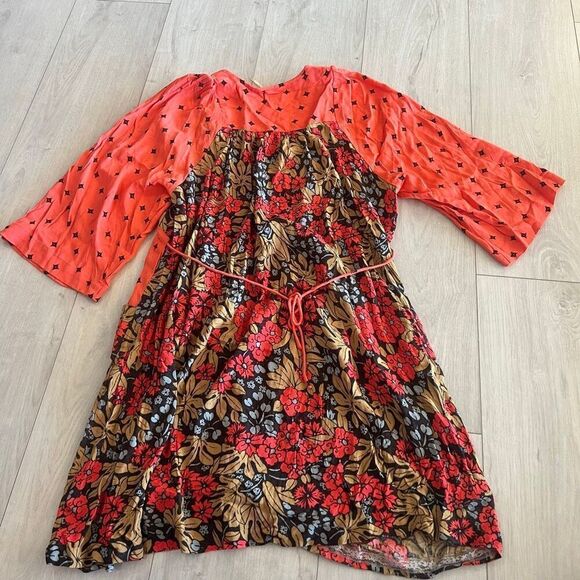 Free People Tallula Cherry Combo Dress Size Large Mini Boho - Picture 6 of 10